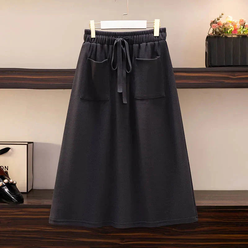 Product Image for Stilla | Dame Elastisk Snøre Mode Designer 5 9xl Midi Nederdele (plus Størrelse), sort / 5XL 65-80KG