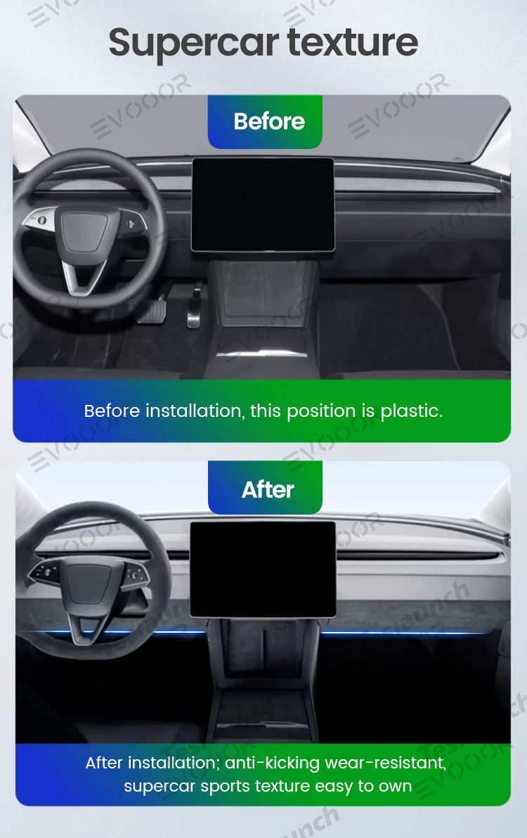 Model 3/Y Alcantara Warp Dashboard Panel Decor Interior Sticker