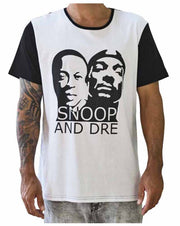 Mens snoop dogg and dr dre hip hop t-shirt in white and black