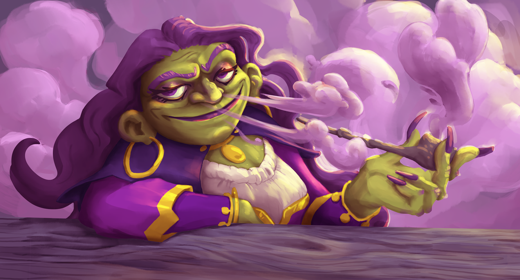Smoking purple witch