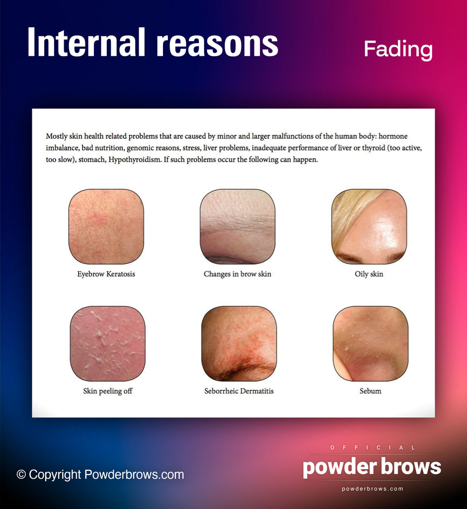 Internal reasons pigments fade after powder brows.