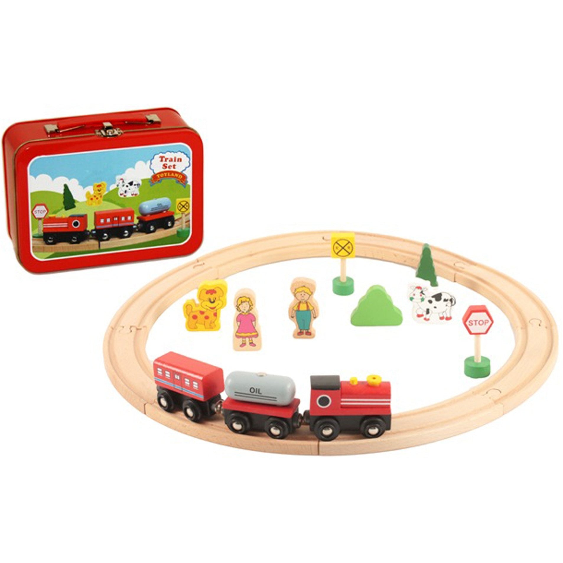 small wooden train set