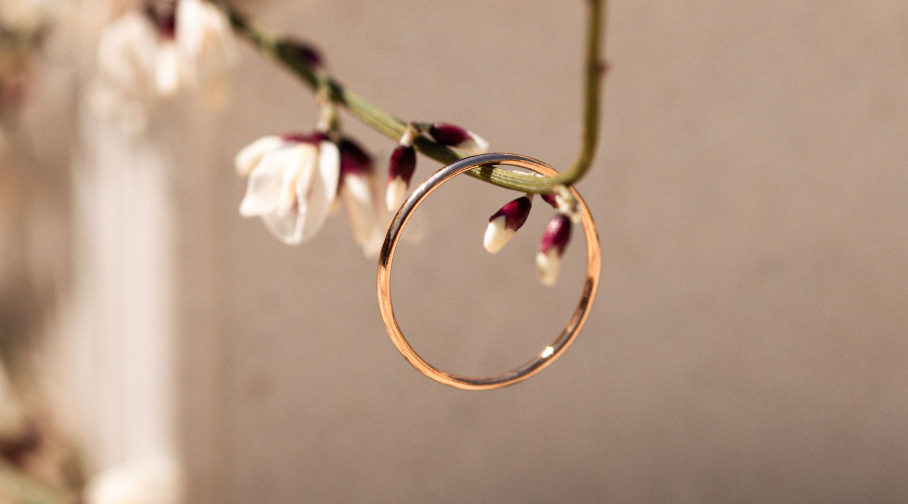 blossom two row ring pink gold