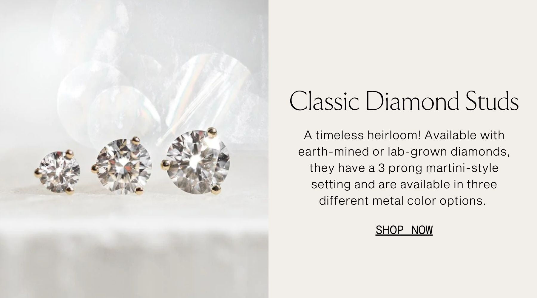 Classic Diamond Studs made in Nashville TN US