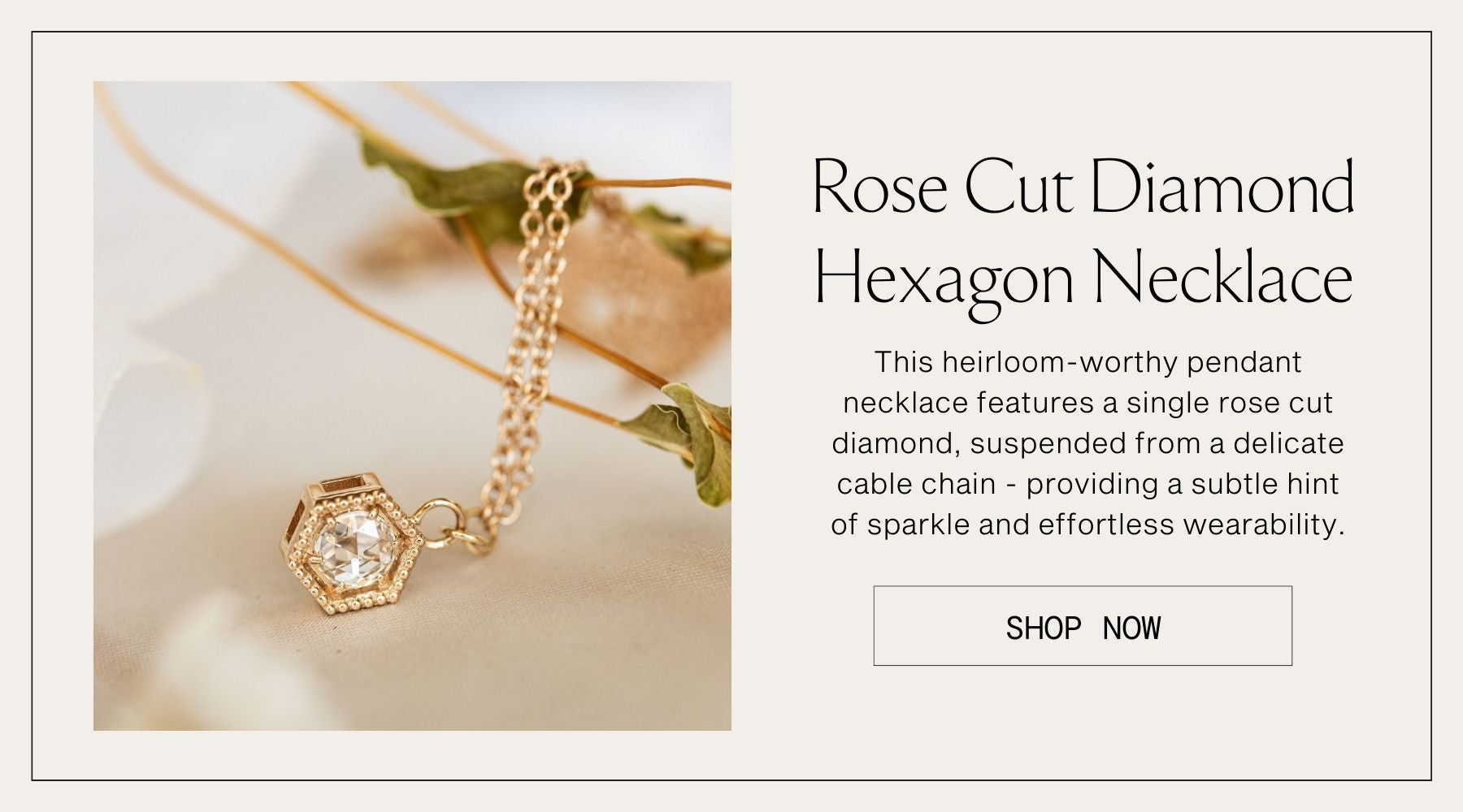 Gold Rose Cut Diamond Hexagon Necklace