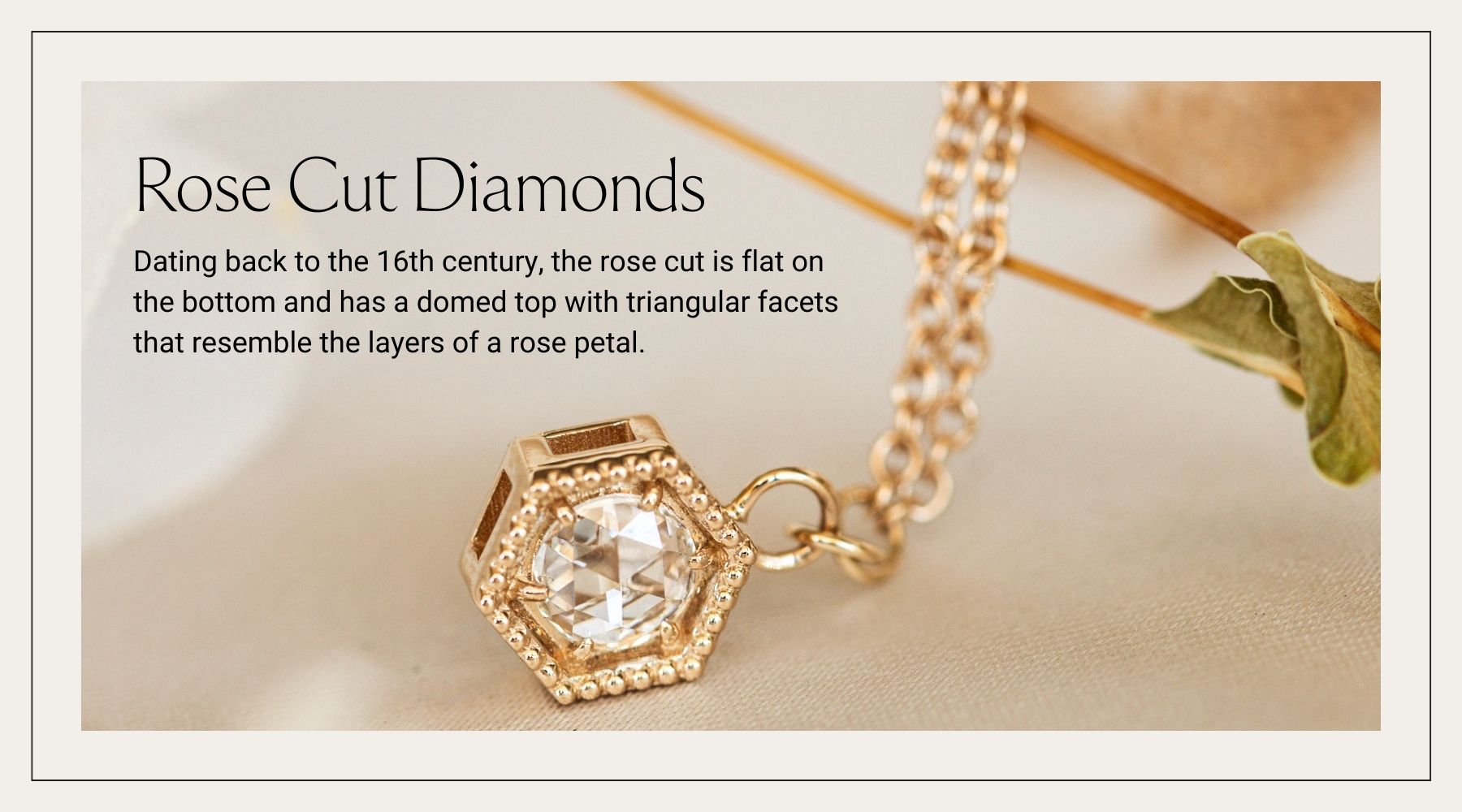 Rose Cut Diamond Hexagon Necklace