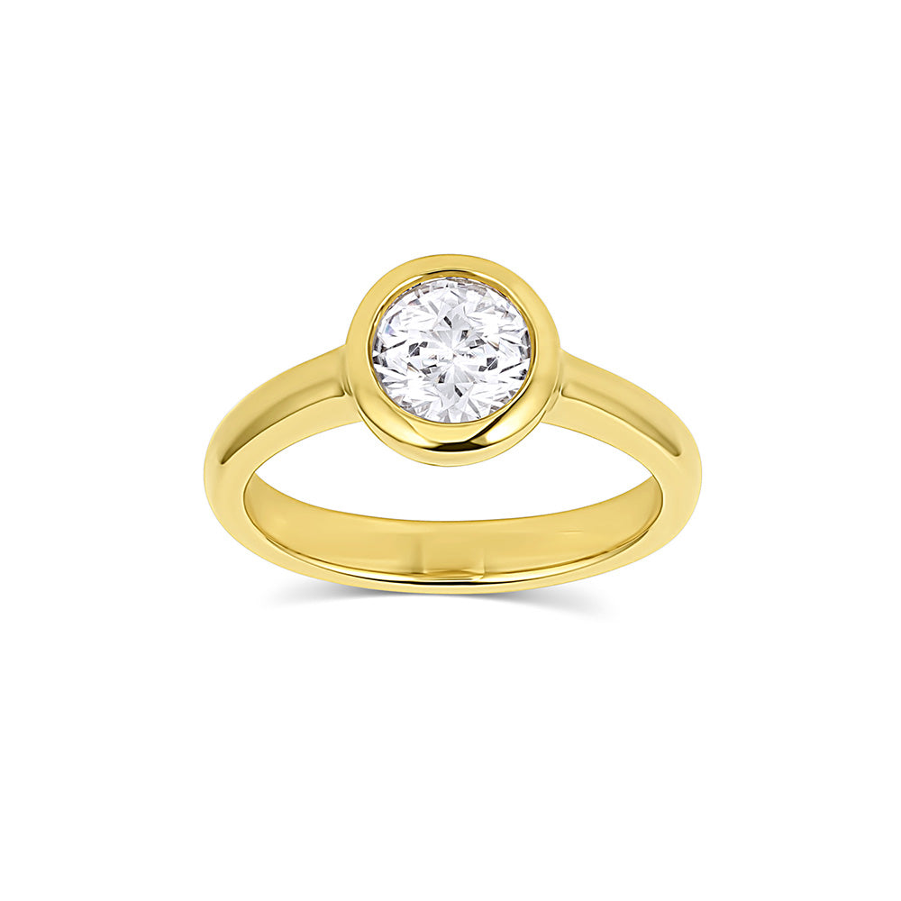 Oval Cut Modern Vintage Bezel Engagement Ring - Barbara - Sylvie Jewelry