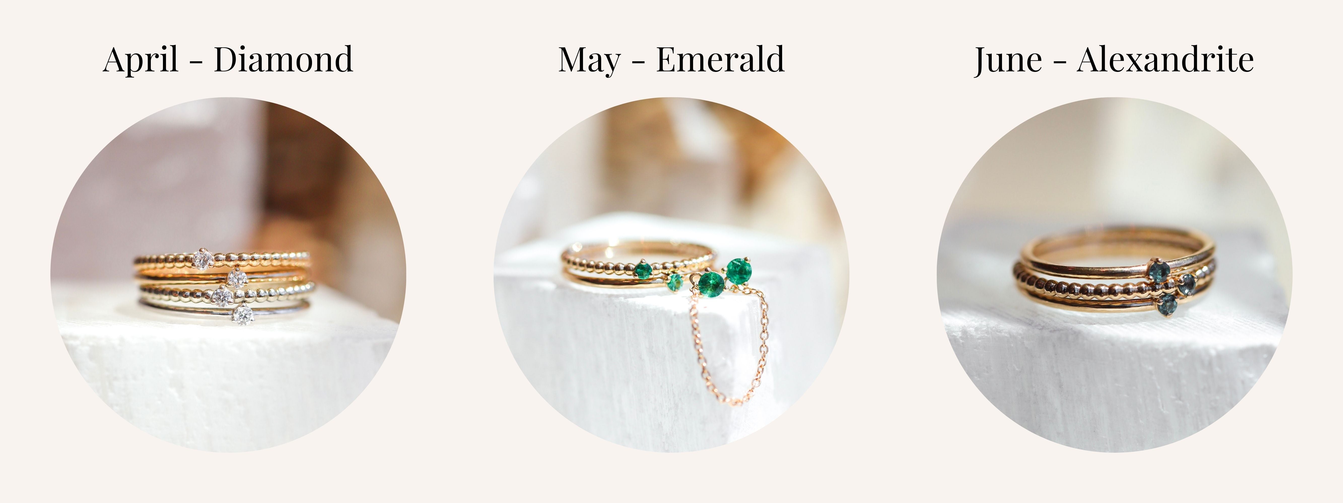 April May and June Birthstones