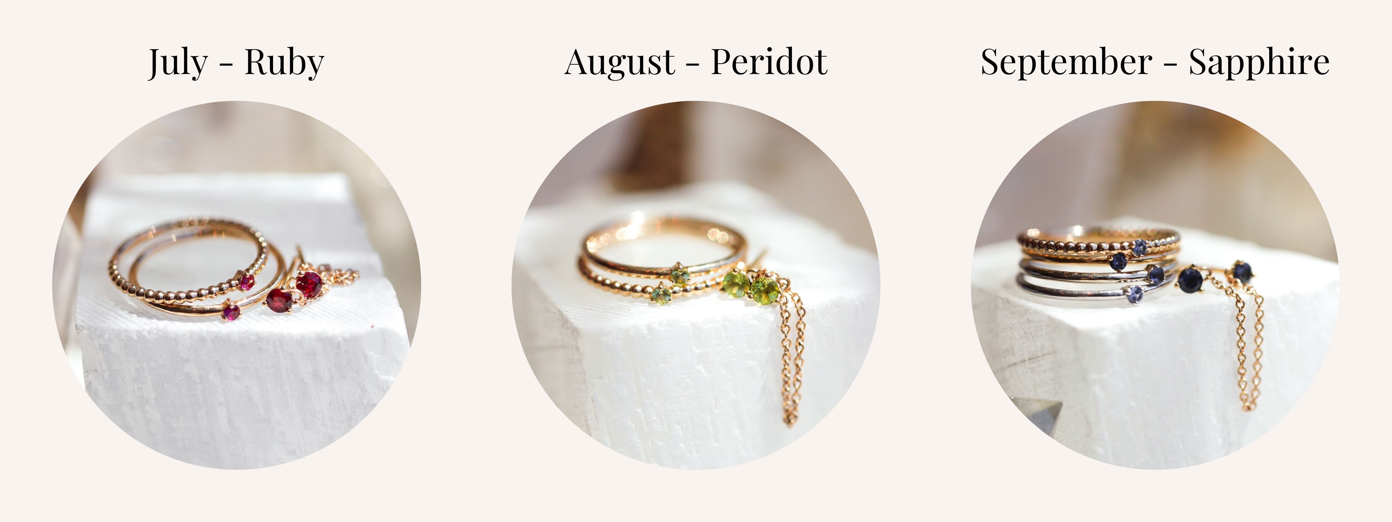 July August and September Birthstones