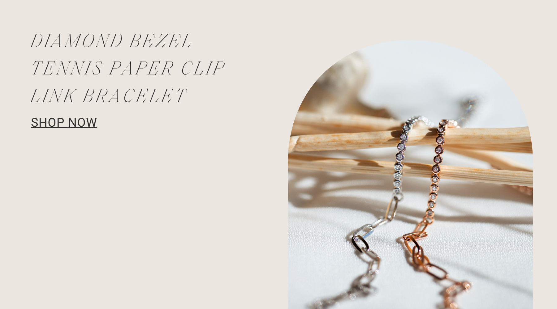 Diamond Bezel Tennis Paper Clip Link Bracelet