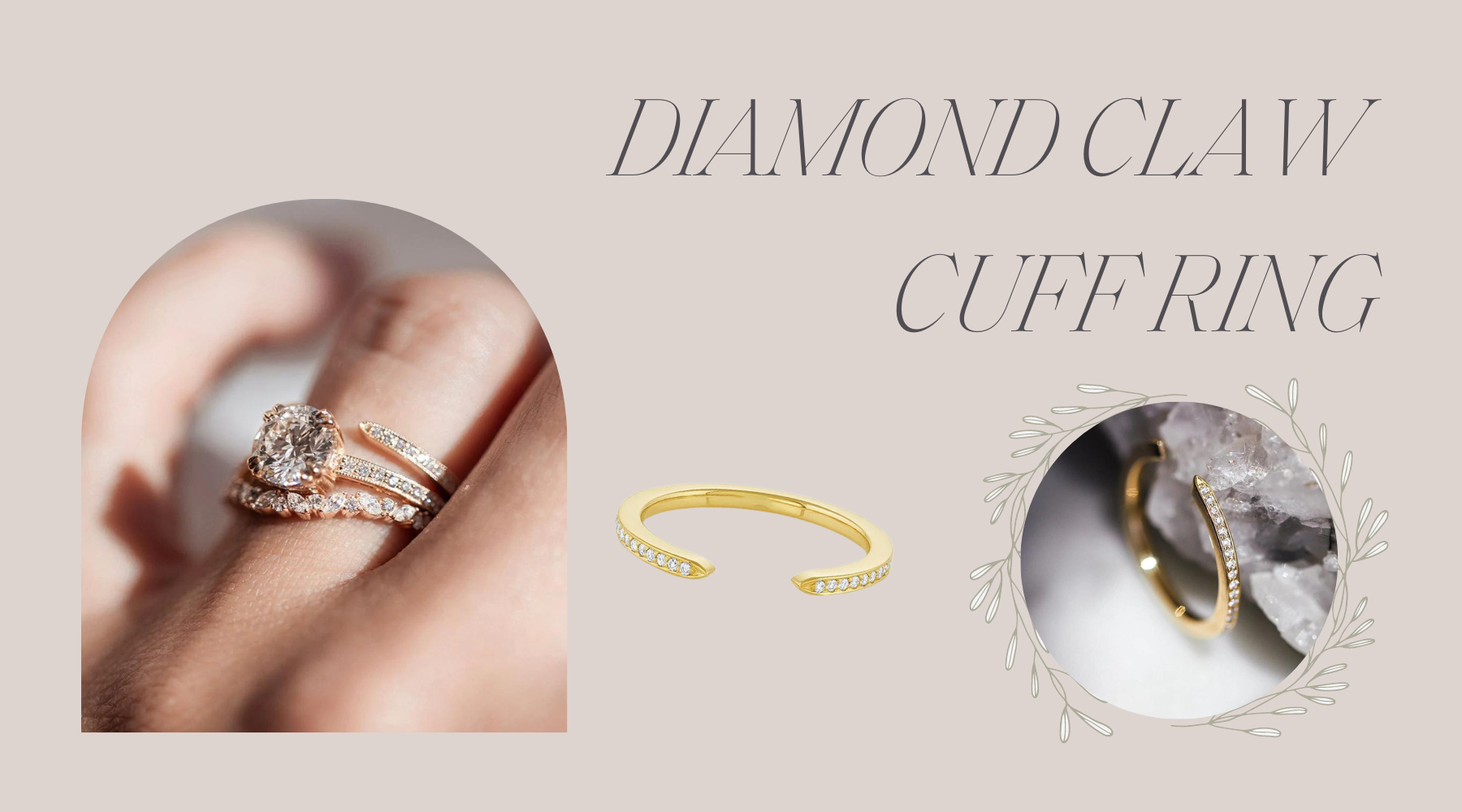 diamond claw cuff ring