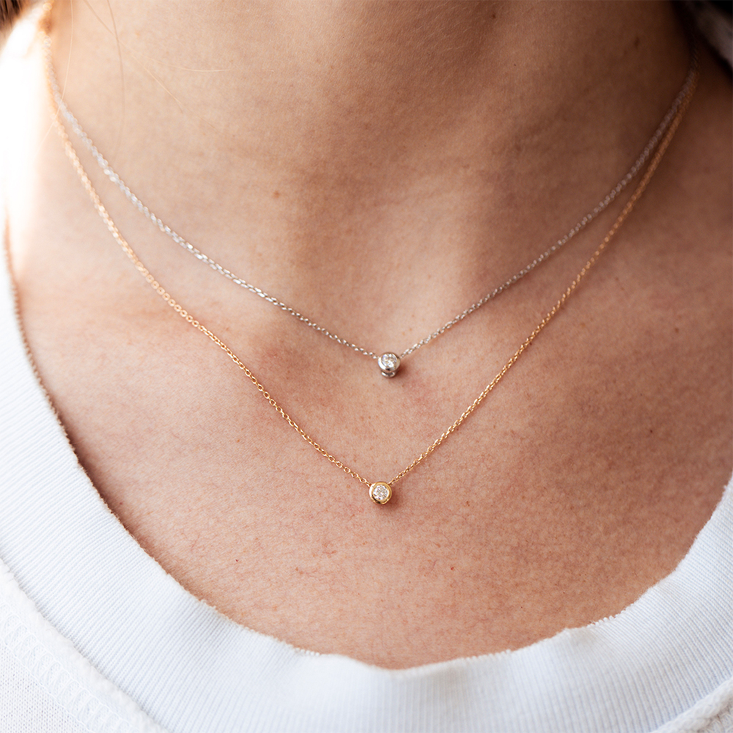 Zoe Lev Jewelry 14k Yellow Gold 0.10ct Bezel Diamond Necklace | Neiman  Marcus