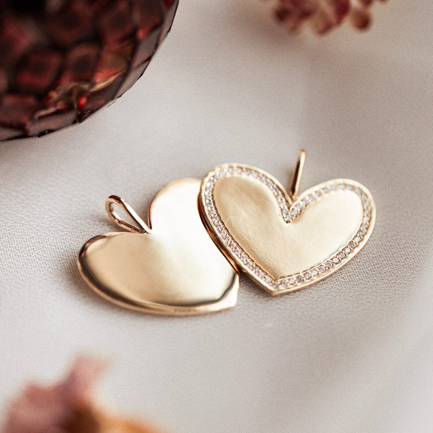 Jumbo Pave Outline Solid Gold Heart Ring