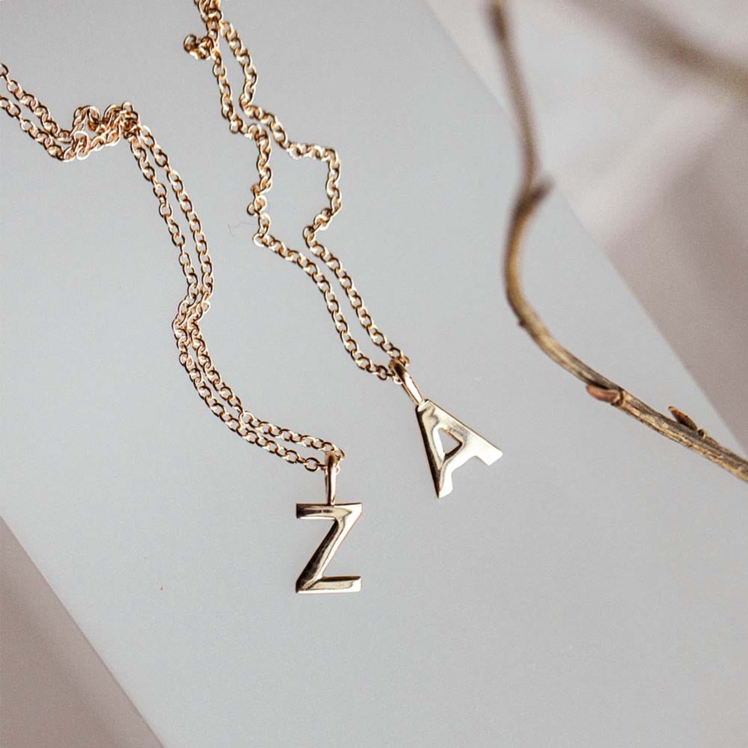 Oval shape initial charm, Letter necklace with diamond - Elegant