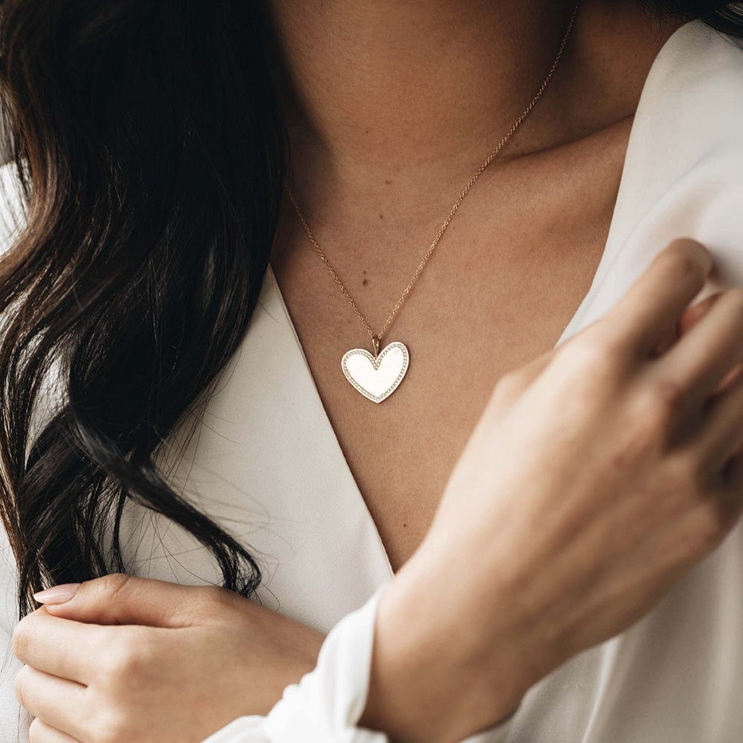 Jumbo Pave Outline Solid Gold Heart Ring