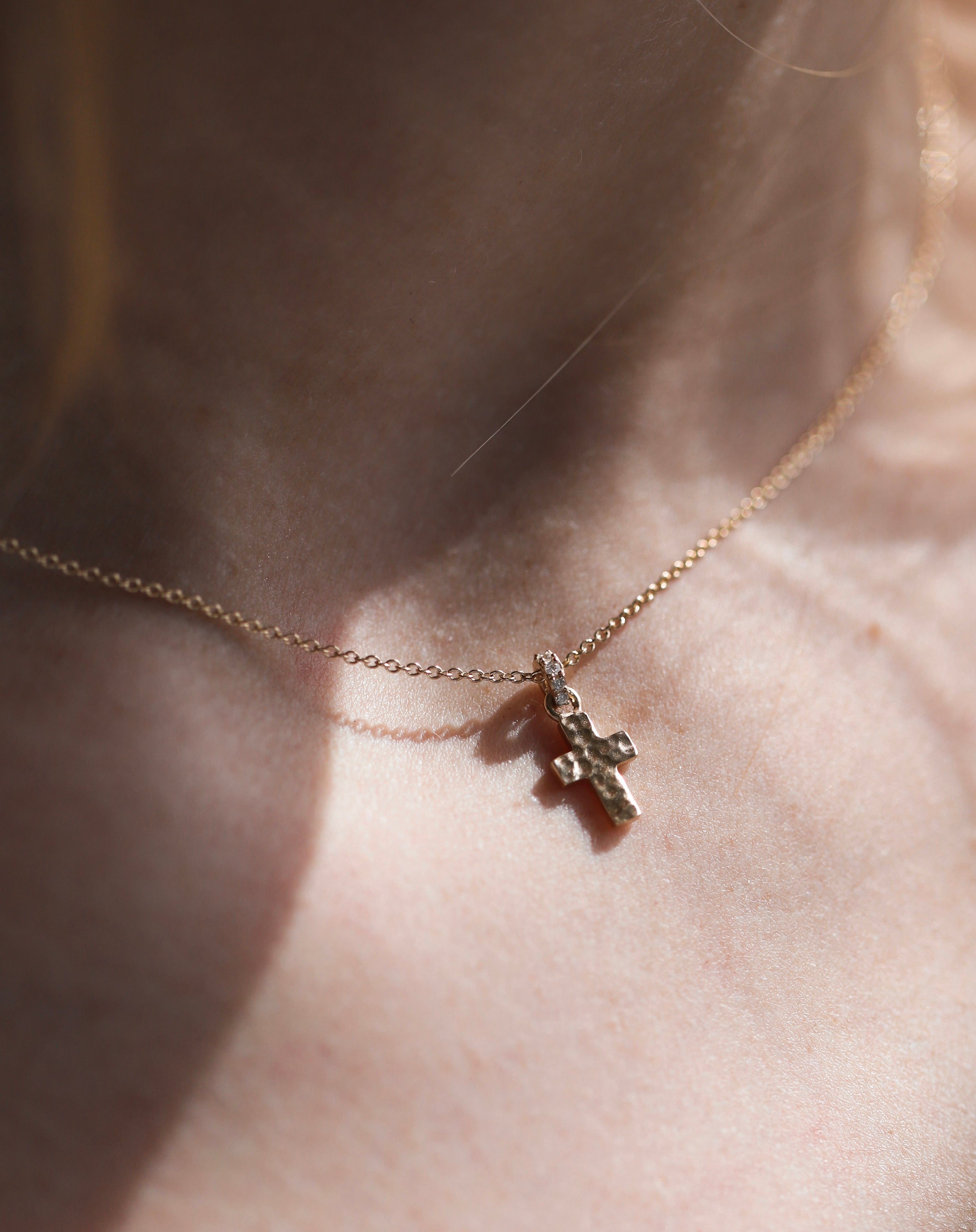 Small Hammered Cross Heritage Charm