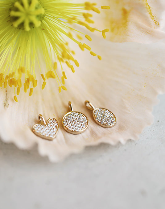 Small Pavé Heart Heritage Charm