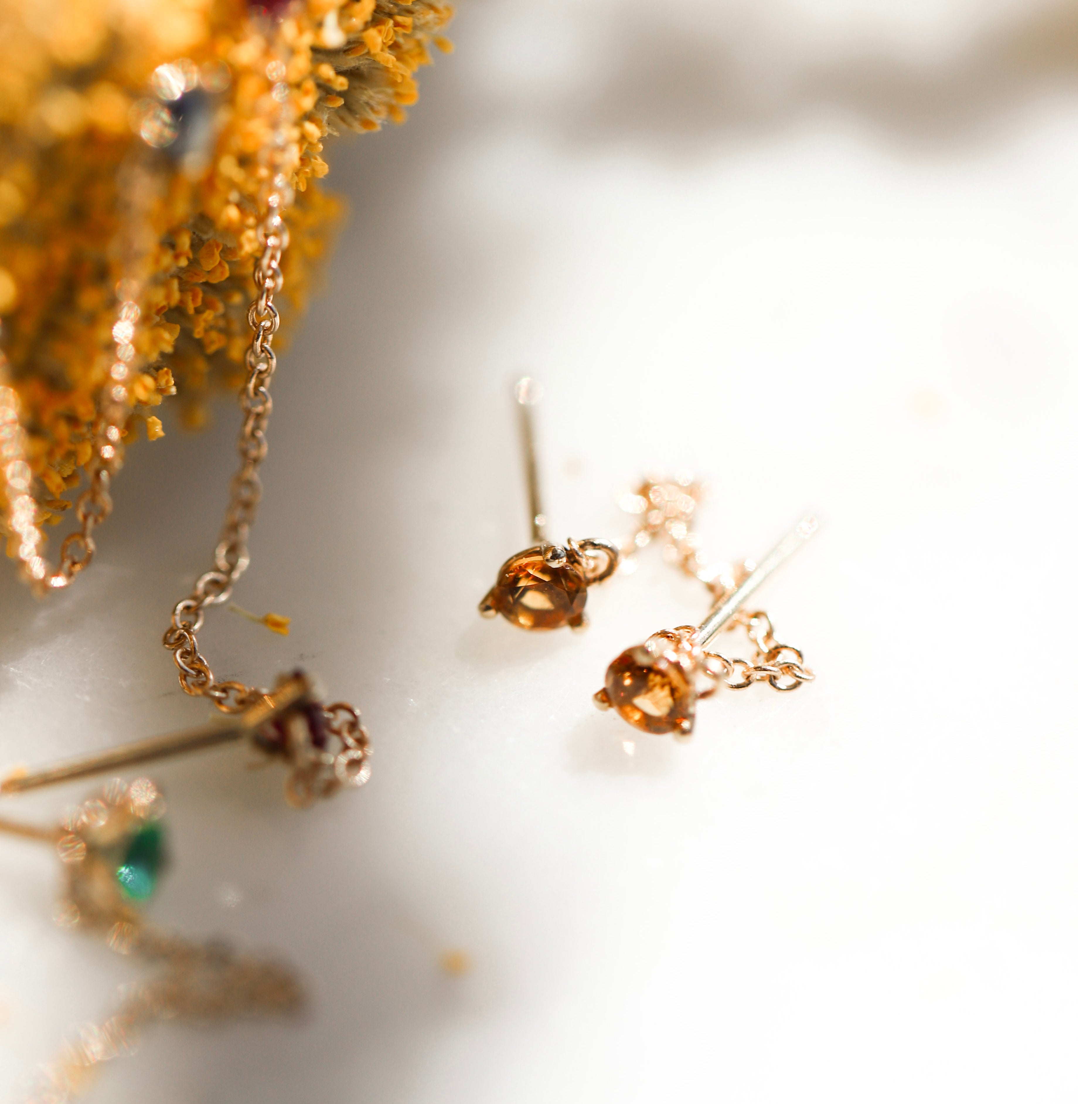 Double Birthstone Chain Earring
