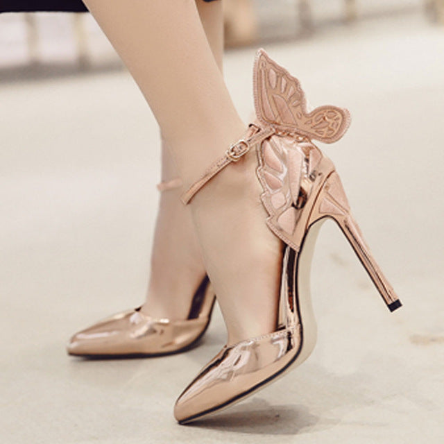 Butterfly Heels Sandals Pointed Thin 