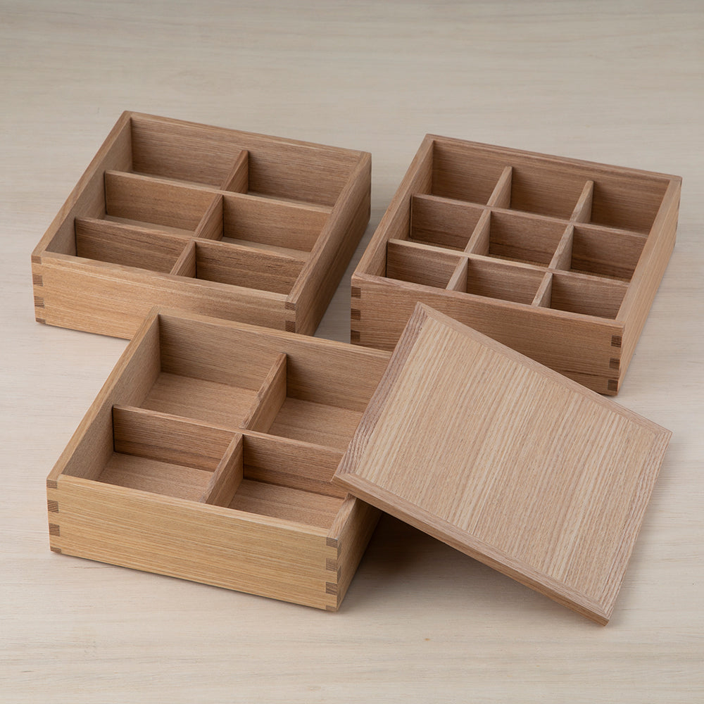 松屋漆器店 白木塗 タモ 九つ切 仕切り 6.0 重箱用 タモ材 天然木 無垢材 木製 正方形 シンプル おしゃれ 和風 モダン ナチュラル 重箱 お重 おせち 正月 行楽 運動会 ピクニック パーティー 祝膳 お祝い 和食 洋食 プレゼント ギフト