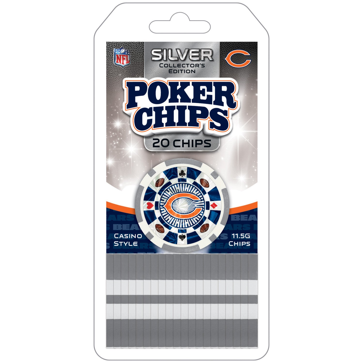 Chicago Bears NFL 20 Piece Poker Chips Set