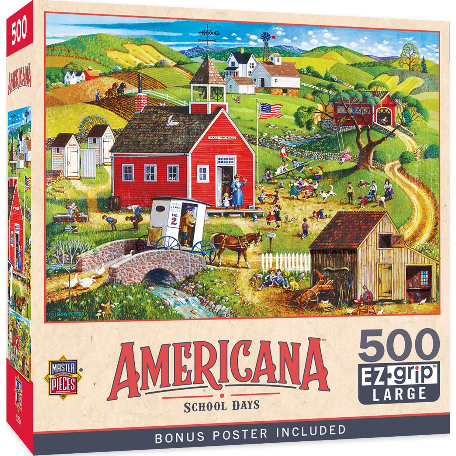 Americana - School Days 500 Piece EZ Grip Jigsaw Puzzle by Bob Pettes