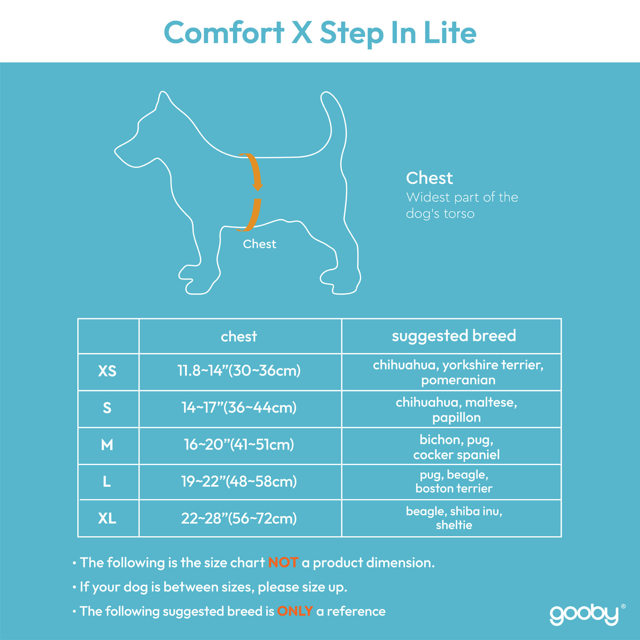 Gooby Comfort X Step In Lite Size Chart
