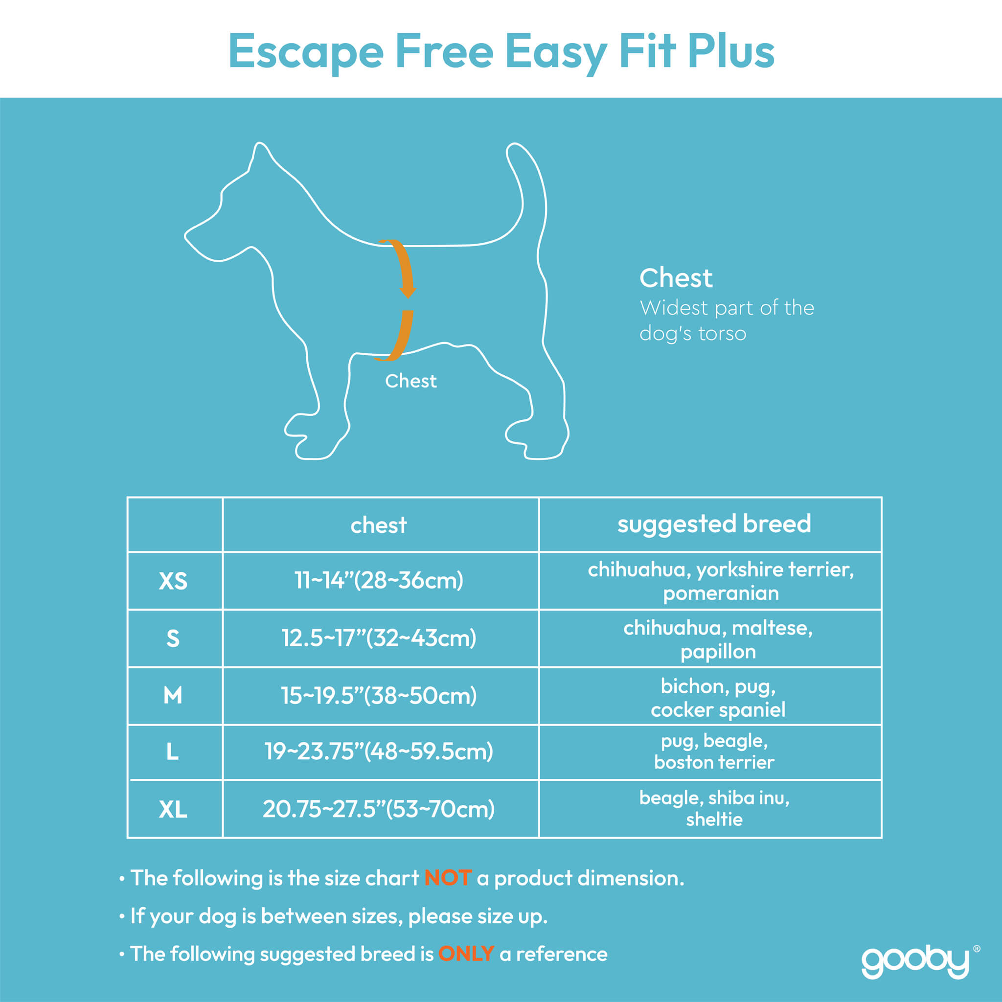 Gooby Escape Free Easy Fit Plus Size Chart