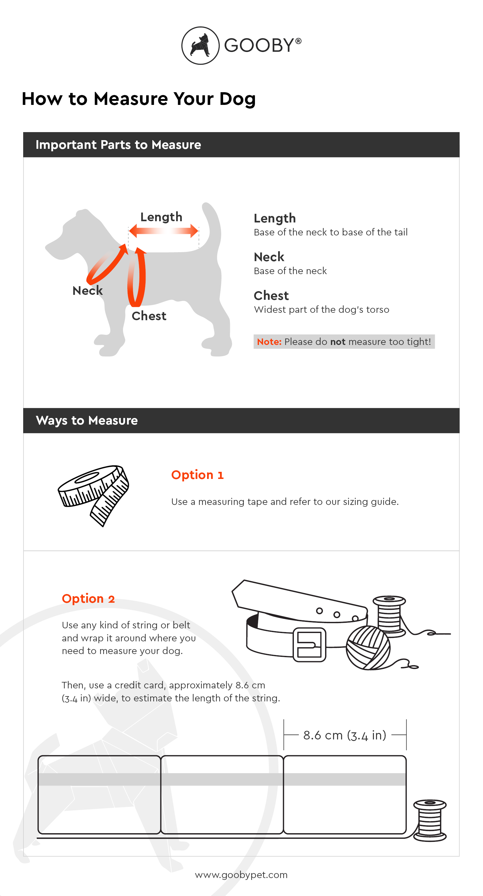 Gooby Pet Size Chart