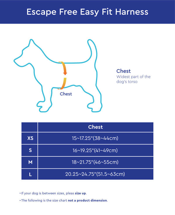 Gooby Escape Free Easy Fit Harness Size Chart