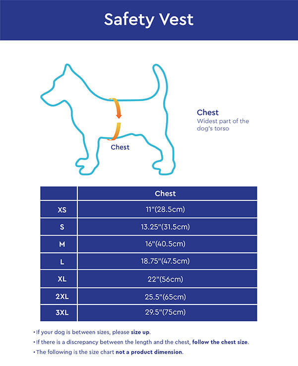 Gooby Safety Vest Size Chart