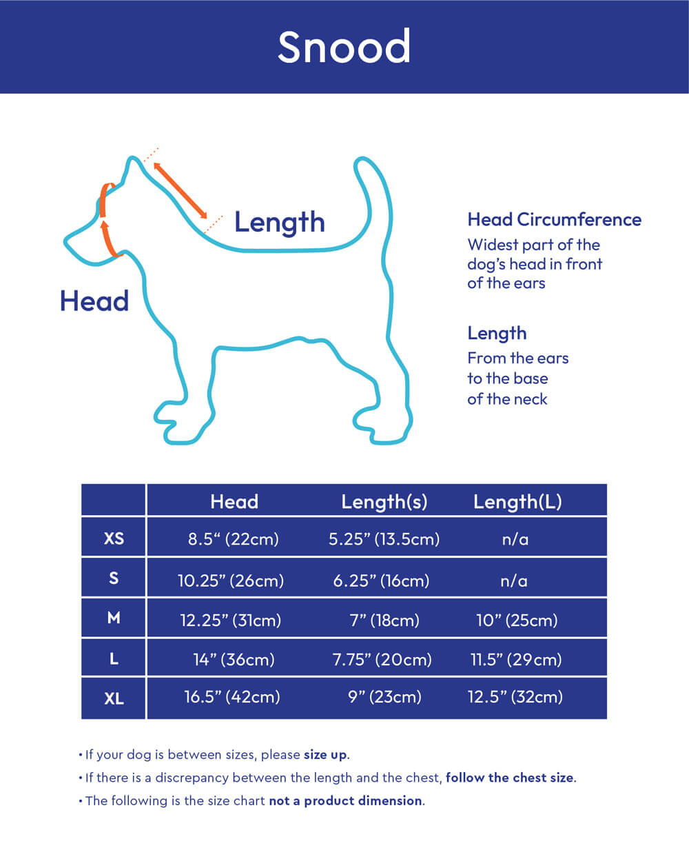 Gooby Snood Size Chart