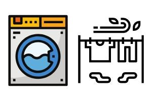 machine wash cold and airdry illustration symbols.