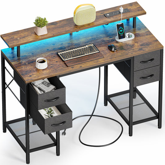 Computer Desk with Drawer Home Office Desks 47 Inch Writing Desk Work Desk  PC Table Study