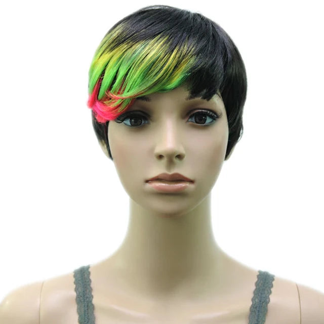 Multicolor Fashion Short Pixie Hair Cut Wig