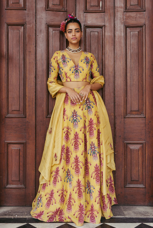 Nirmal Creations Yellow Organza Lehenga Choli - Nirmal Creations | Nirmal  Creations