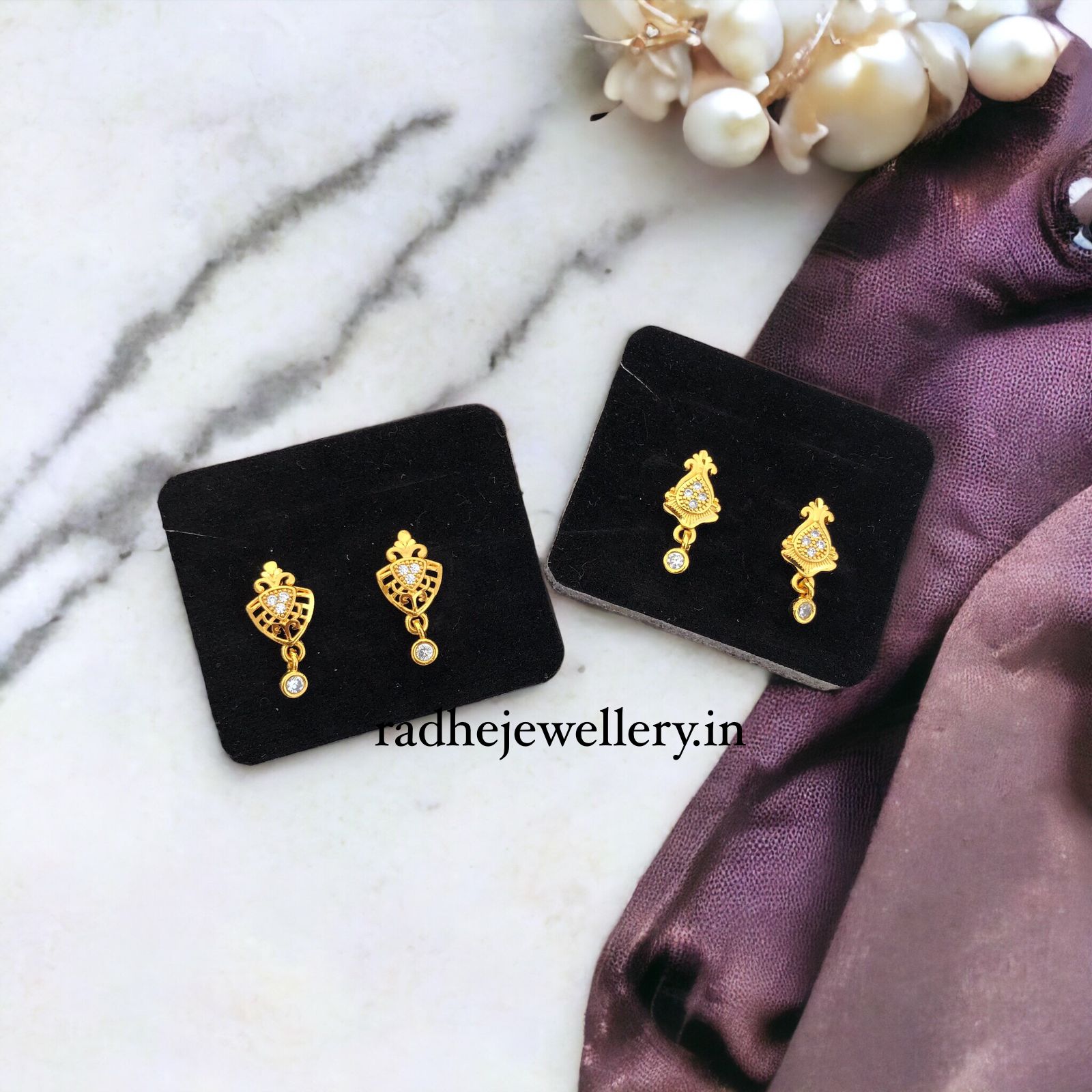 Gold Finish Black Synthetic Stone Stud Earrings Design by Johori at  Pernia's Pop Up Shop 2024