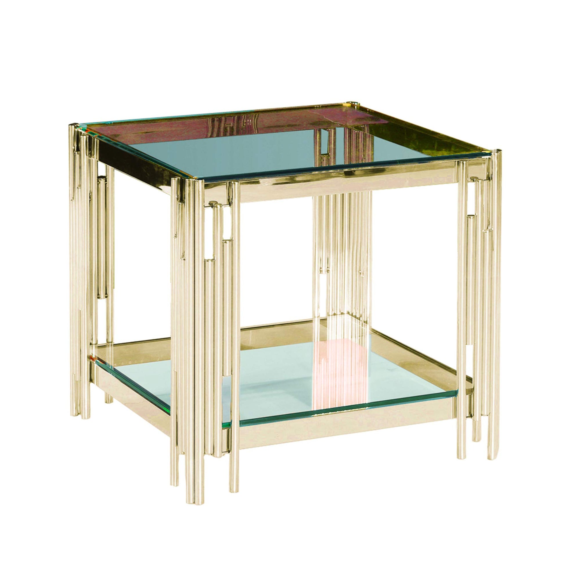 STAINLESS STEEL & GLASS SIDETABLE, GOLD KD (4804639391840)