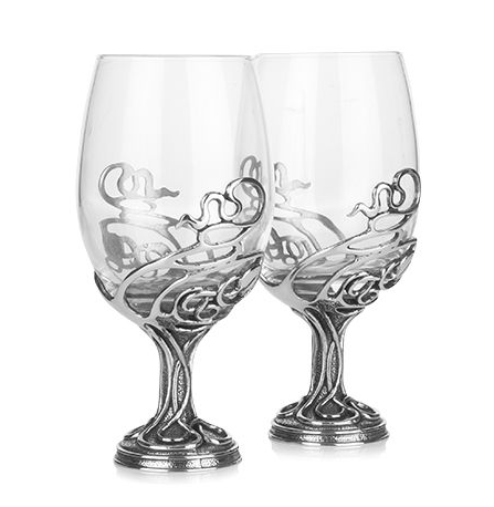 Neverending Swirl Wine Glass Pair - Celtic Creations