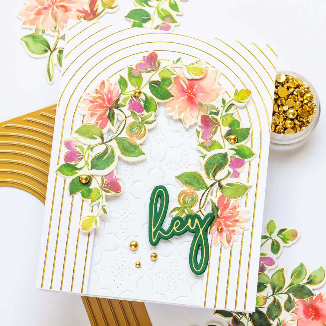 Dahlia Washi Foiled Arch Card | Angela Simpson