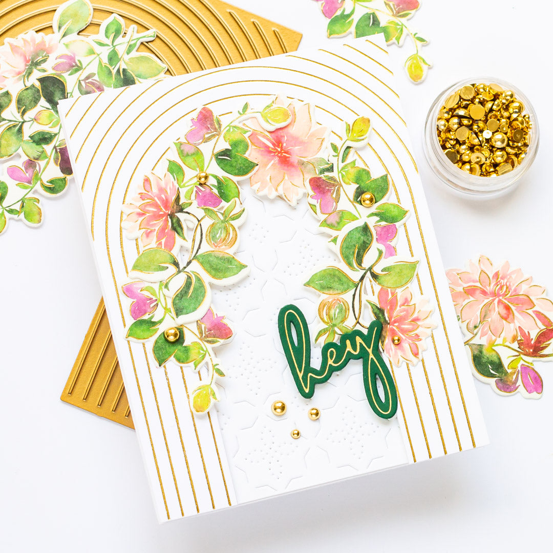 Dahlia Washi Foiled Arch Card | Angela Simpson