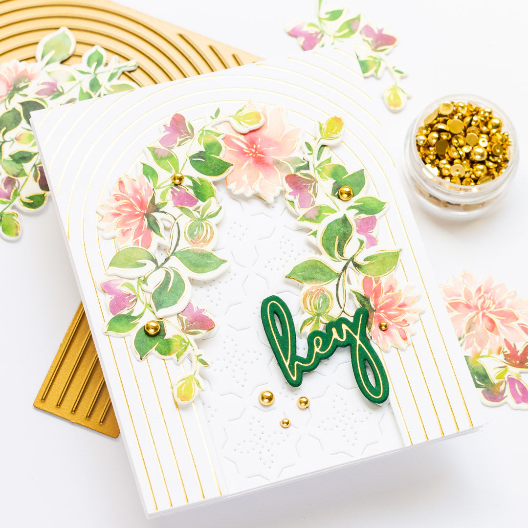 Dahlia Washi Foiled Arch Card | Angela Simpson