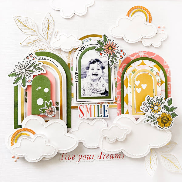 Nested Arches hot foil – Pinkfresh Studio