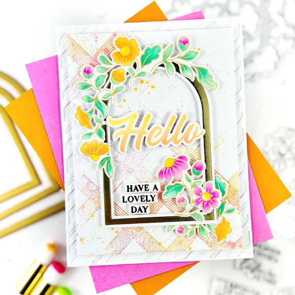 Nested Arches hot foil – Pinkfresh Studio