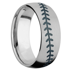 Titanium Men's Baseball Wedding Band with Northern Lights Cerakote