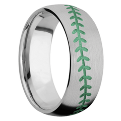 Titanium Men's Baseball Wedding Band with Squatch Cerakote