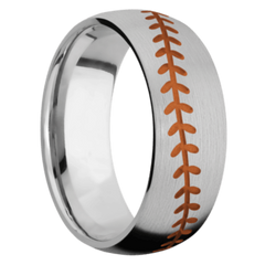 Titanium Men's Baseball Wedding Band with Tequila Sunrise Cerakote