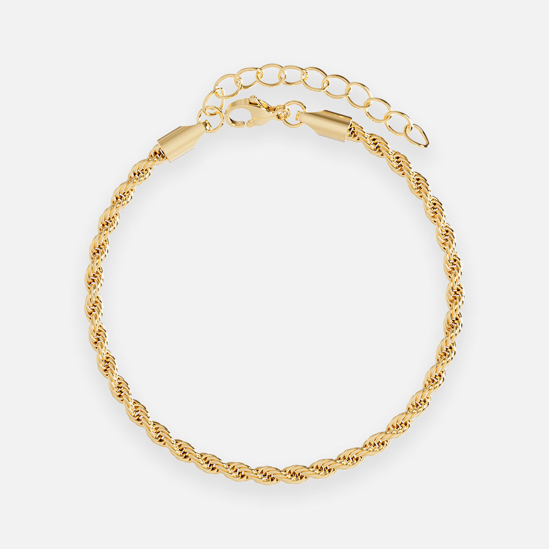 Se Twisted Rope Armbånd 18K Guldbelagt 3mm hos Josephine Nord