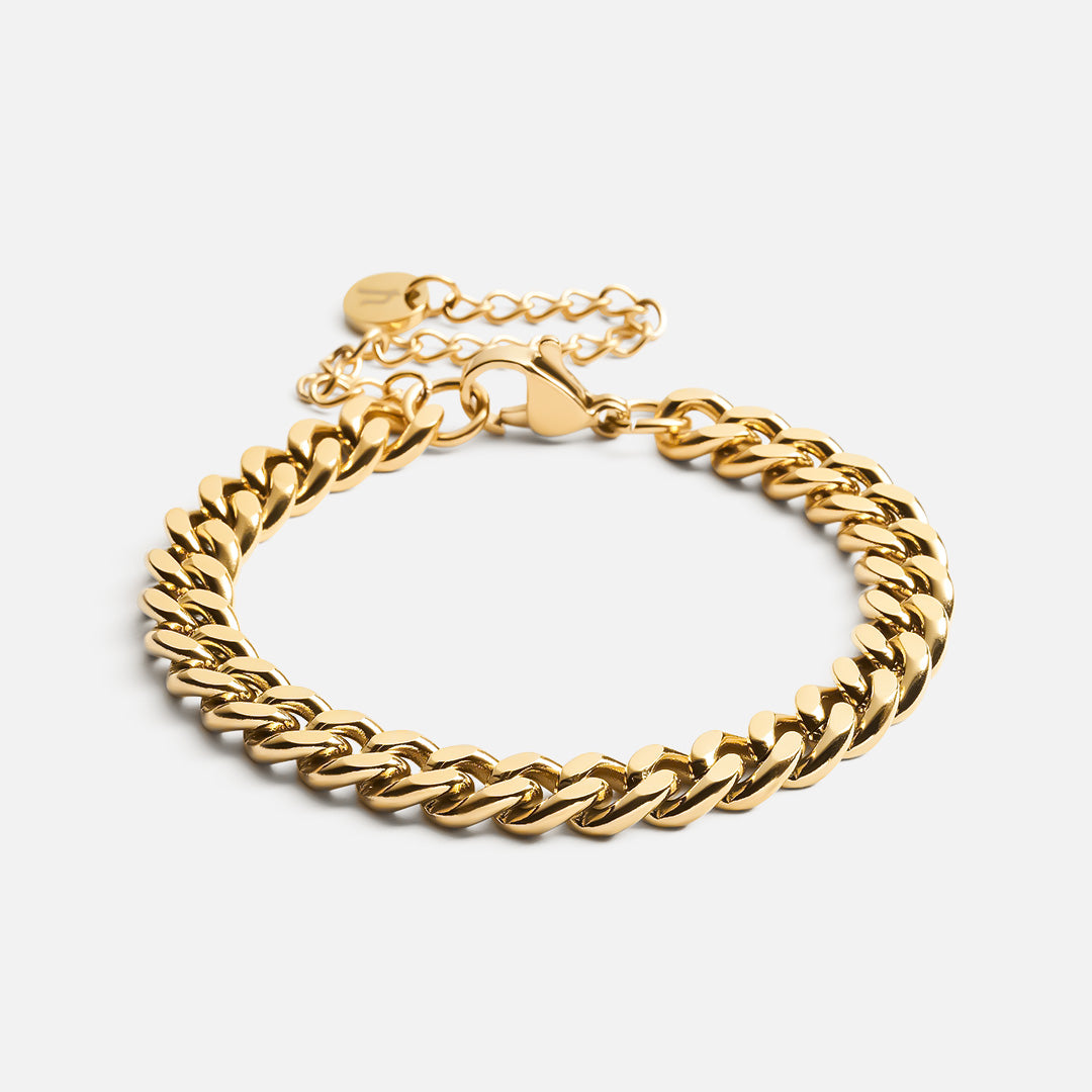 Billede af Panser Facet Armbånd 18k Guldbelagt 6mm