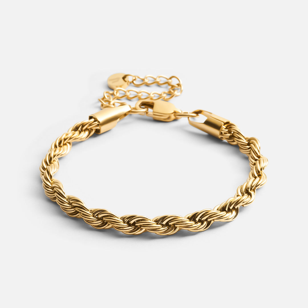 Se Twisted Rope Armbånd 18K Guldbelagt 5mm hos Josephine Nord